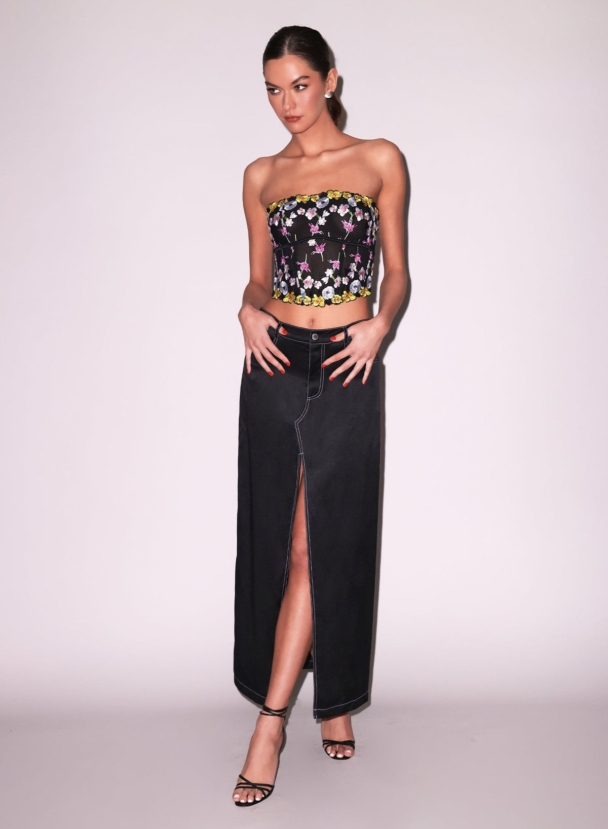 Black Silk Maxi Skirt | Fleur du Mal