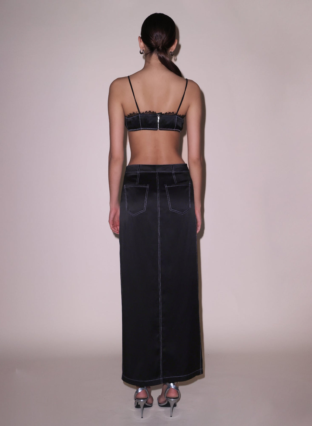 Black Silk Maxi Skirt | Fleur du Mal
