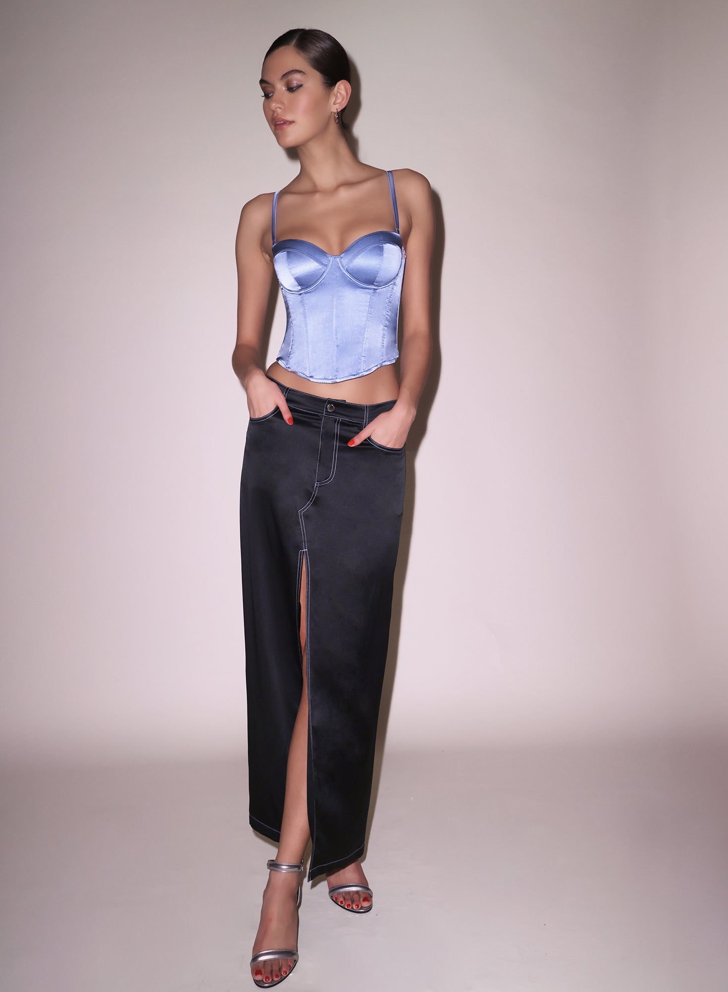 Black Silk Maxi Skirt | Fleur du Mal
