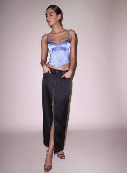 Black Silk Maxi Skirt | Fleur du Mal
