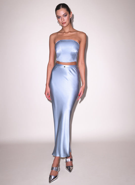 Pastel Sky Silk Bias Skirt | Fleur du Mal