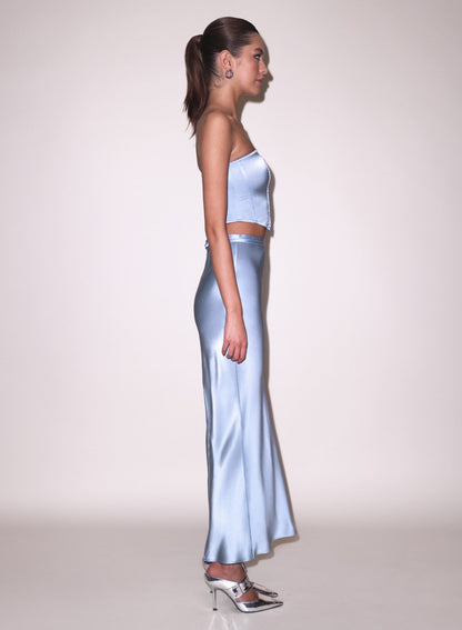 Pastel Sky Silk Bias Skirt | Fleur du Mal