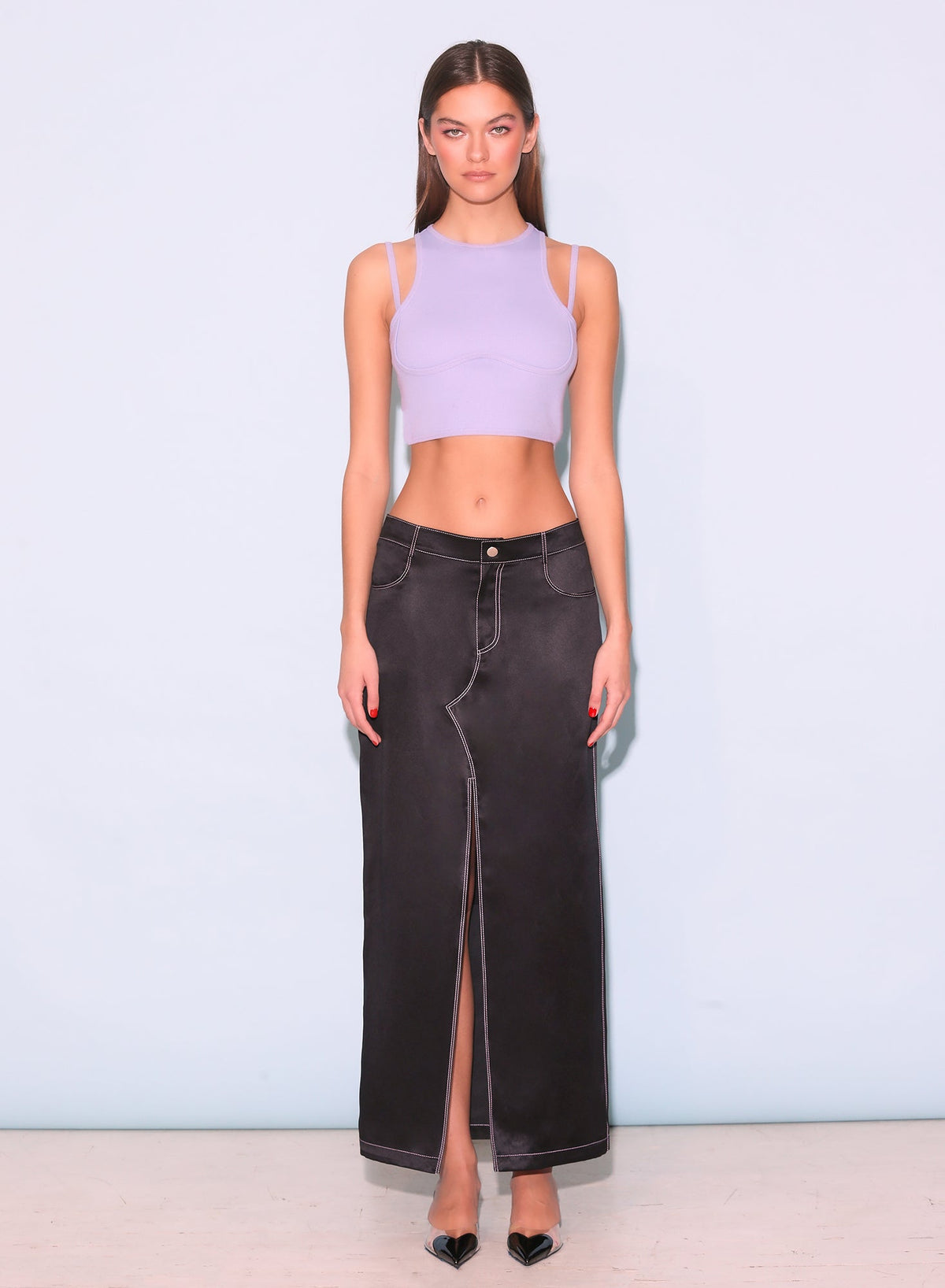Lavender Strappy Ribbed Tank | Fleur du Mal