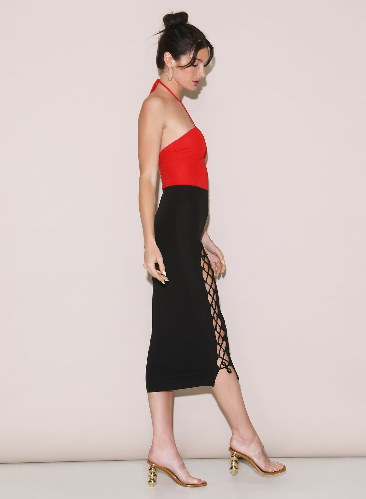 Black Jersey Lace Up Skirt | Fleur du Mal