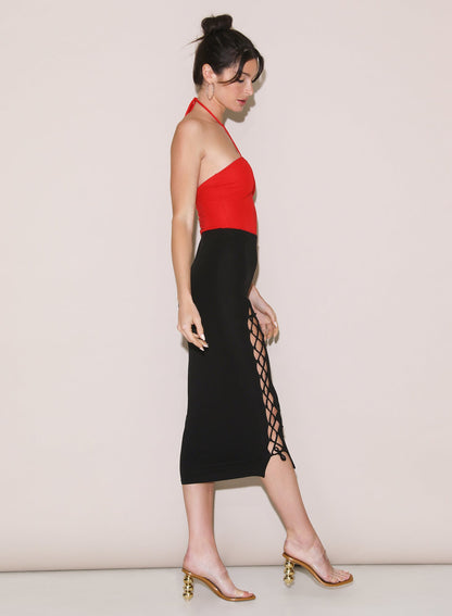 Black Jersey Lace Up Skirt | Fleur du Mal