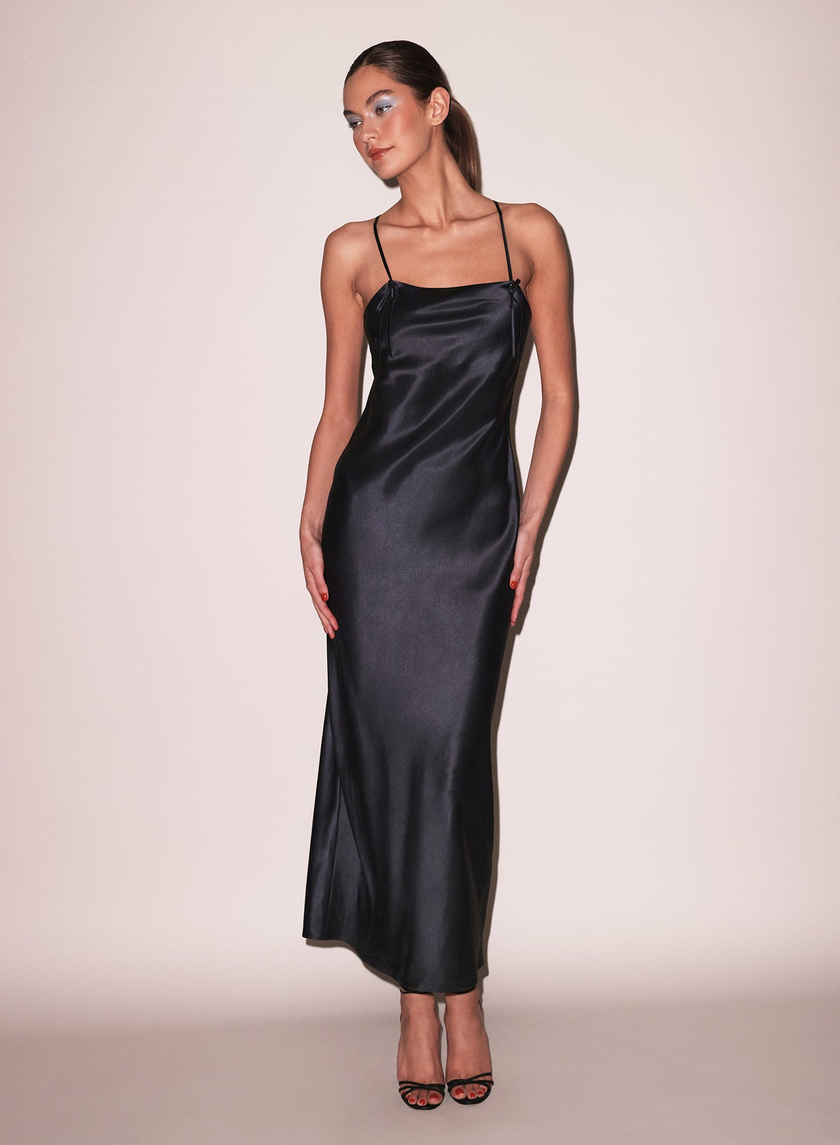 Black Open Back Maxi Slip Dress | Fleur du Mal