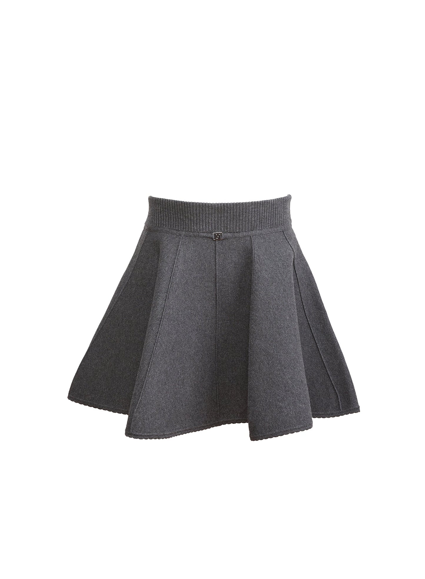 Dark Heather Grey Knit Flared Mini Skirt | Fleur du Mal