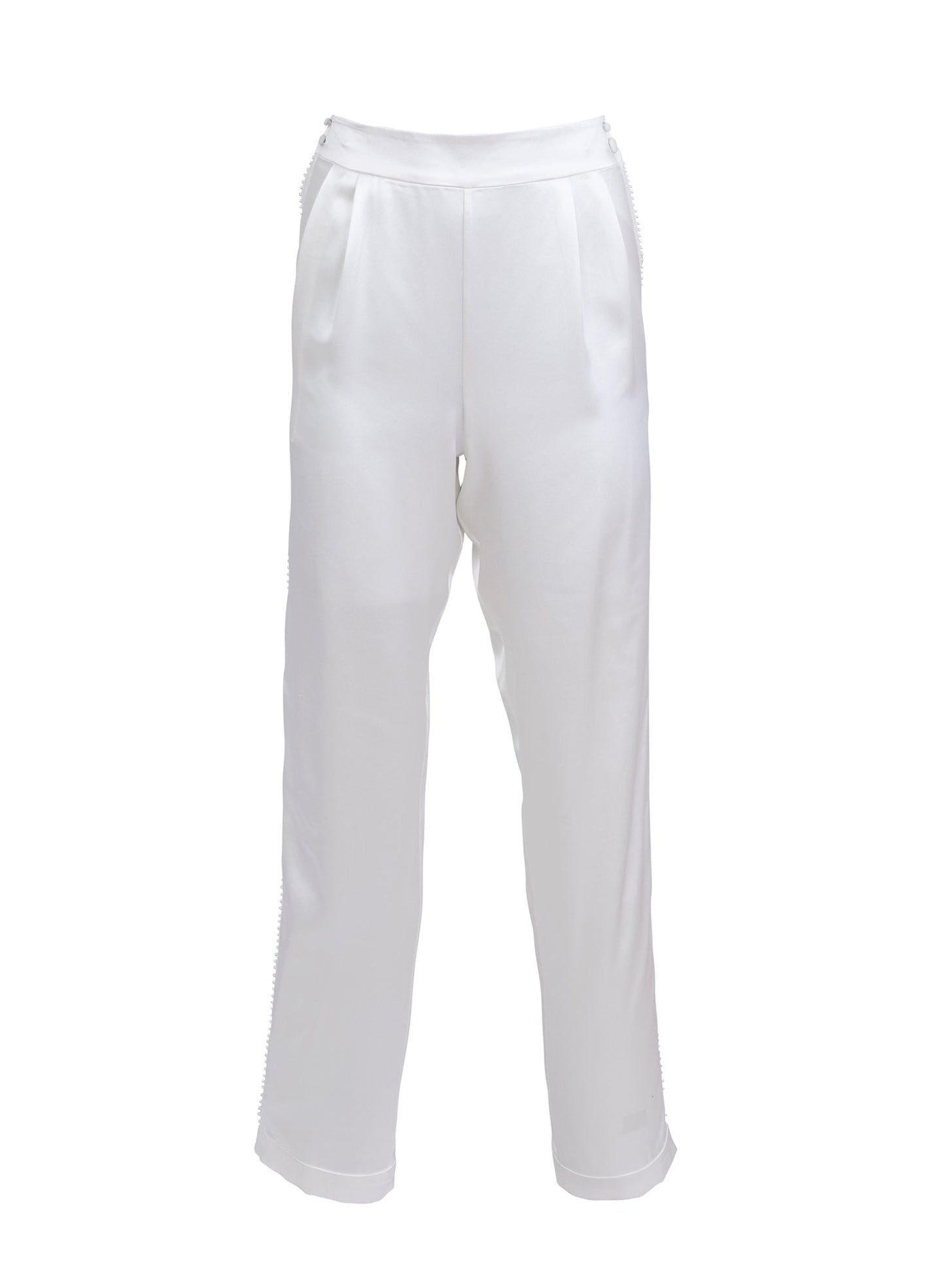 Ivory Pleated Tuxedo Pant | Fleur du Mal