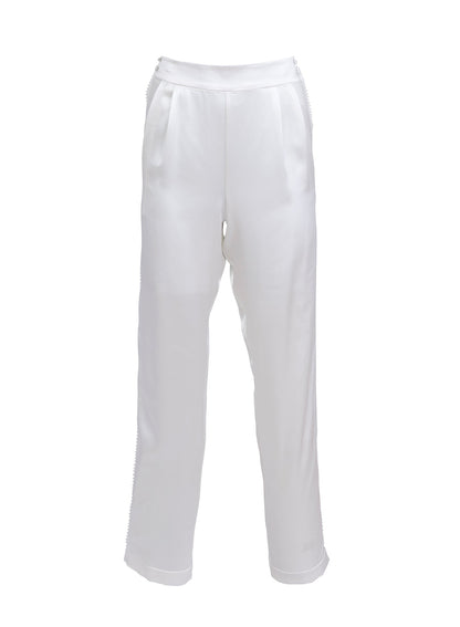 Ivory Pleated Tuxedo Pant | Fleur du Mal