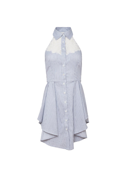East Hampton Stripe Poplin Halter Dress | Fleur du Mal