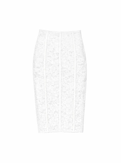 Ivory Le Stretch Lace Pencil Skirt | Fleur du Mal