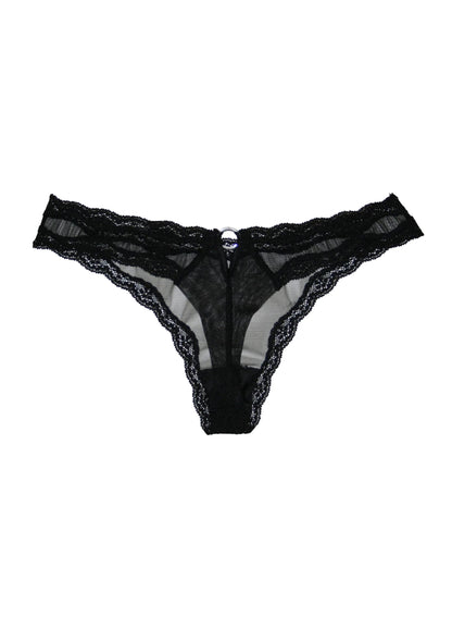 Black Sheer Tulle Thong | Fleur du Mal