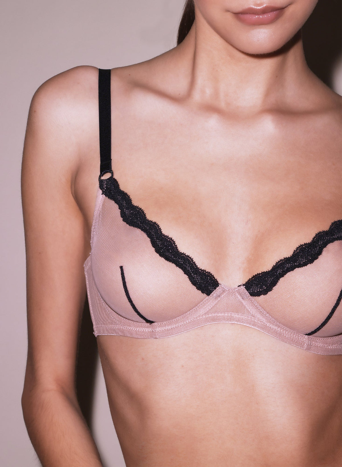 Petal Pink Sheer Tulle Demi Bra | Fleur du Mal