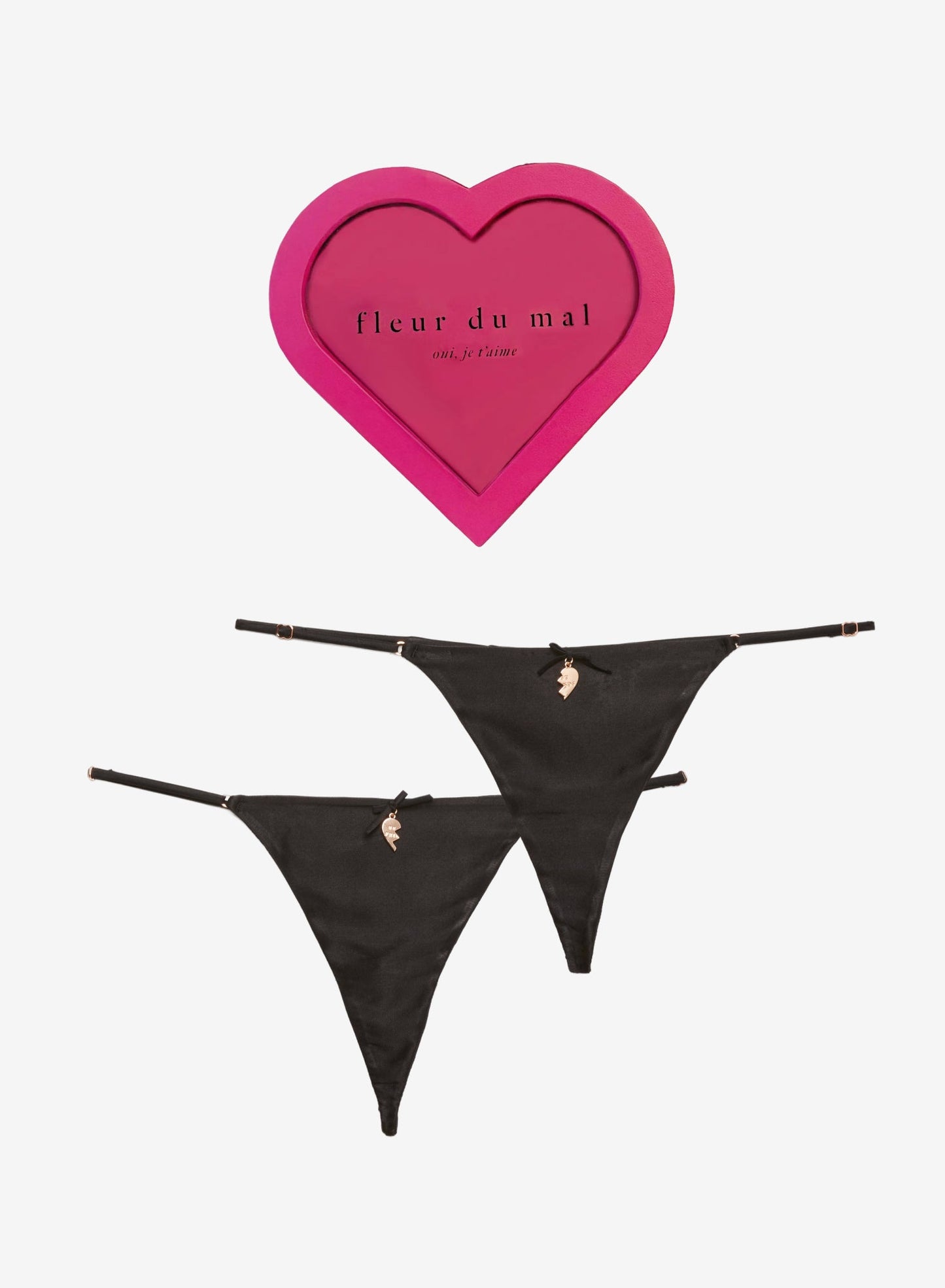 Black Best Friends Charm Luxe V-String | Fleur du Mal