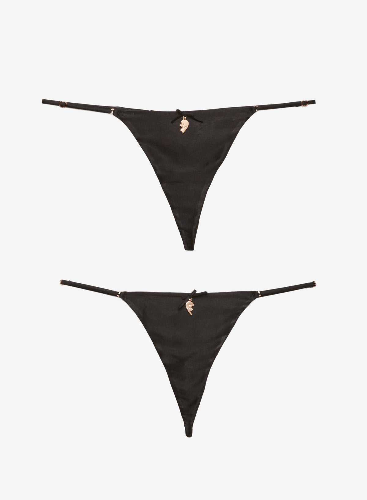 Black Best Friends Charm Luxe V-String | Fleur du Mal