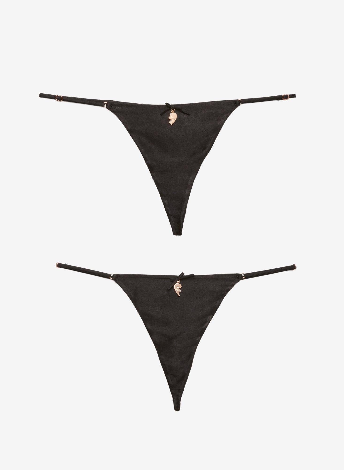 Black Best Friends Charm Luxe V-String | Fleur du Mal