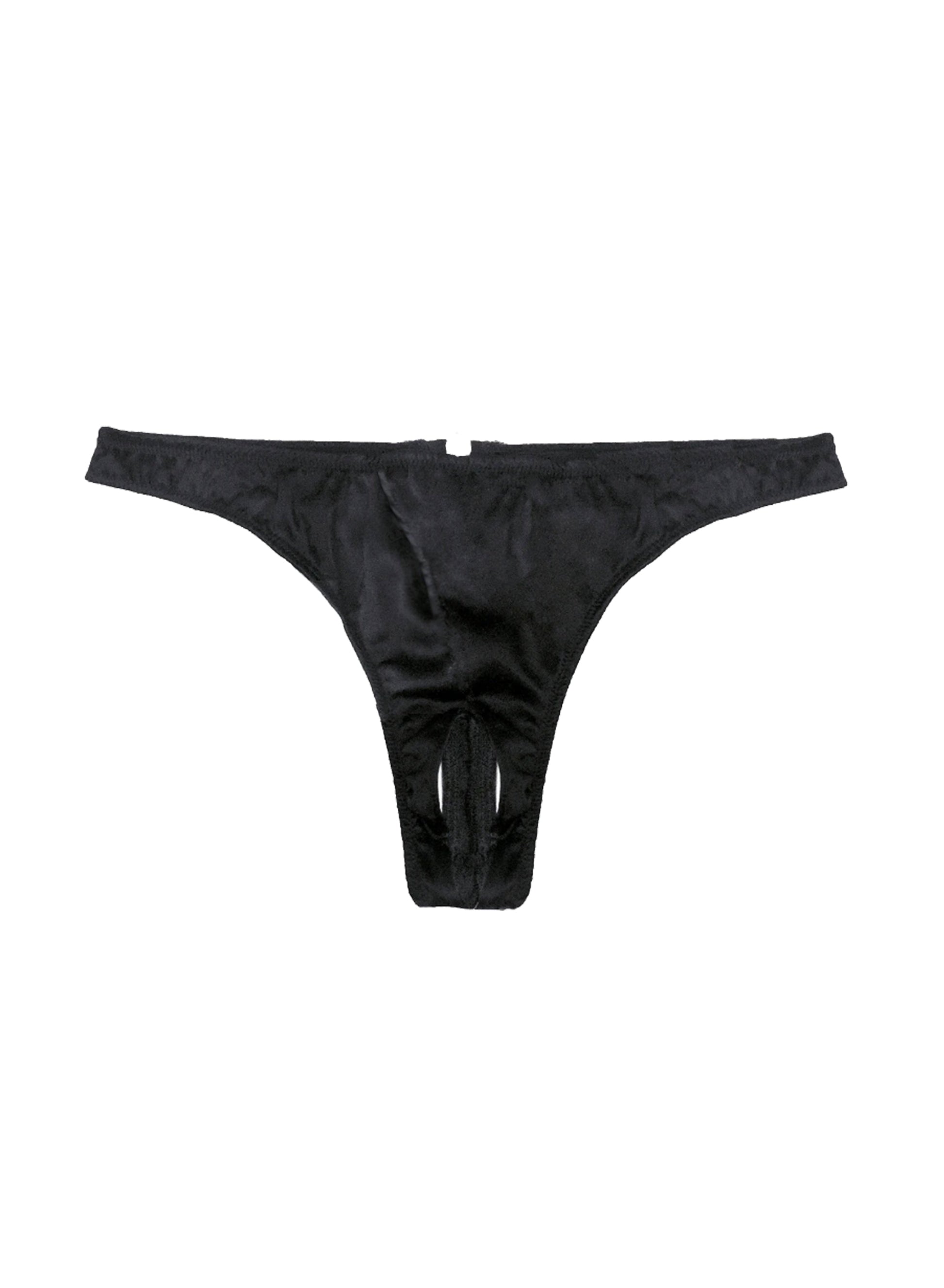 Black Luxe Crotchless Thong | Fleur du Mal