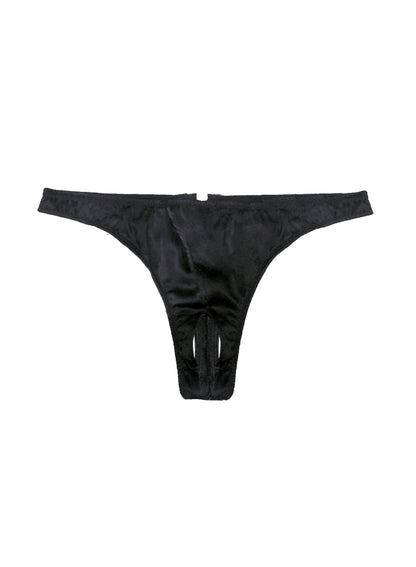 Black Luxe Crotchless Thong | Fleur du Mal