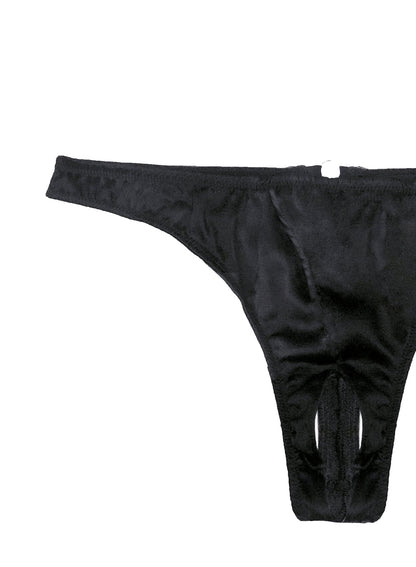 Black Luxe Crotchless Thong | Fleur du Mal