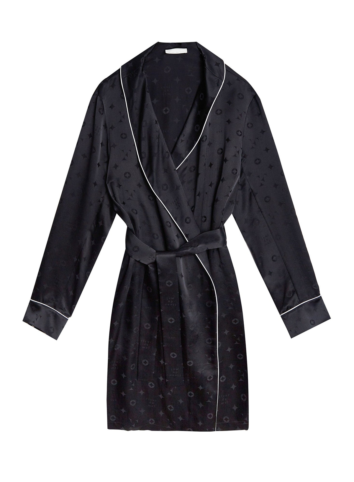 Black Silk Jacquard Robe | Fleur du Mal