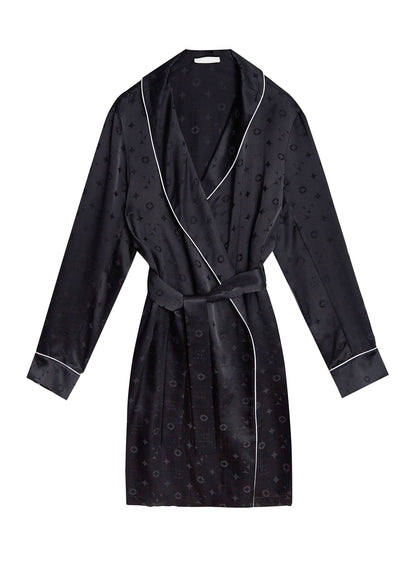 Black Silk Jacquard Robe | Fleur du Mal