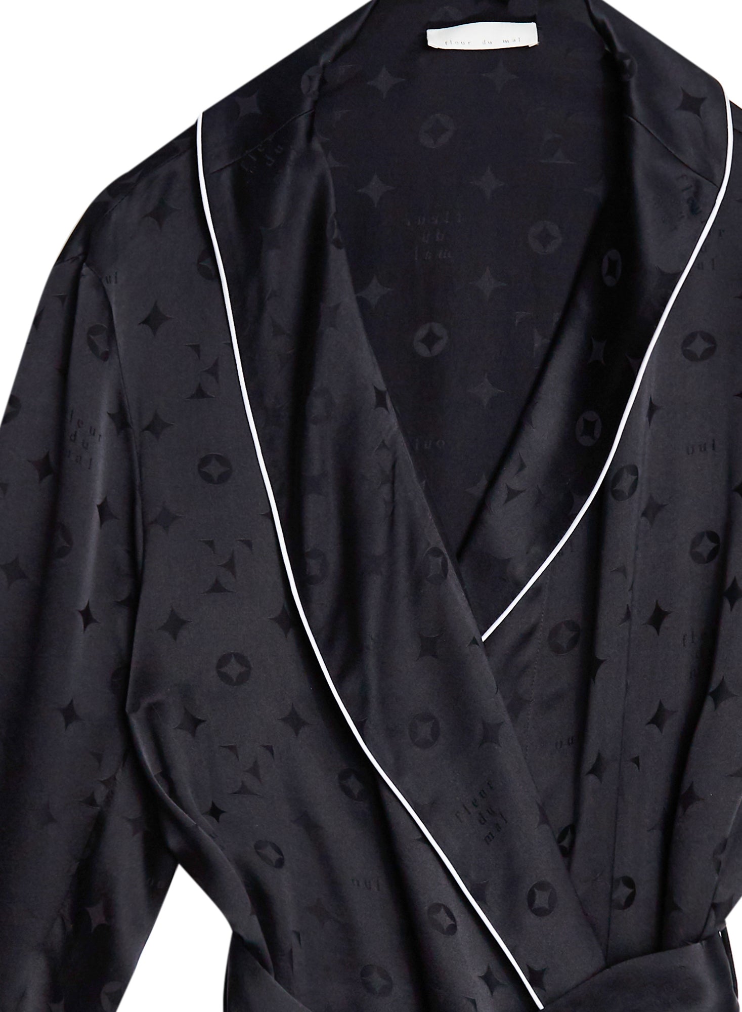 Black Silk Jacquard Robe | Fleur du Mal