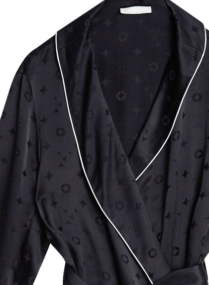 Black Silk Jacquard Robe | Fleur du Mal