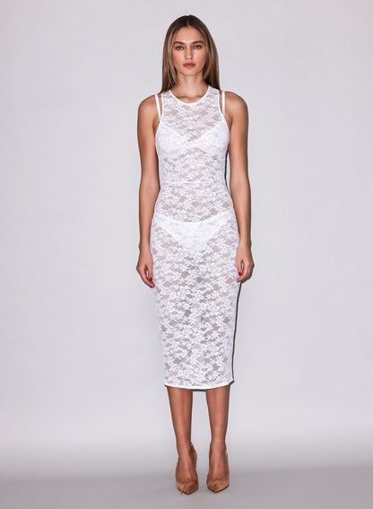 Ivory Le Stretch Lace Racer Tank Dress | Fleur du Mal