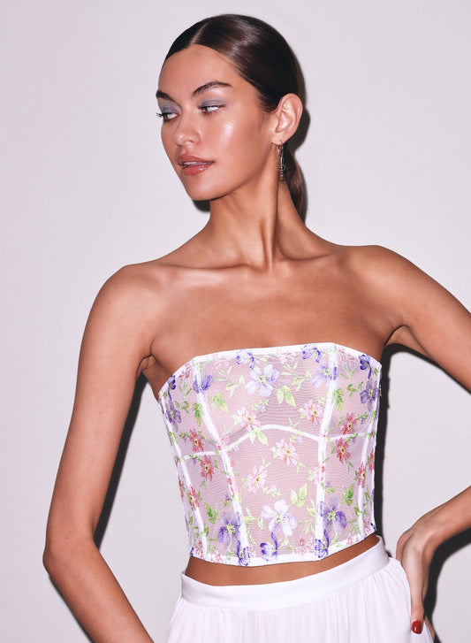 Ivory Elara Embroidery Corset Top | Fleur du Mal