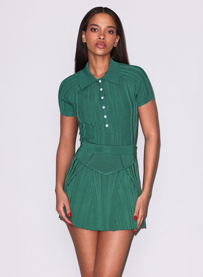 Lucky Green Rib Flared Skirt | Fleur du Mal
