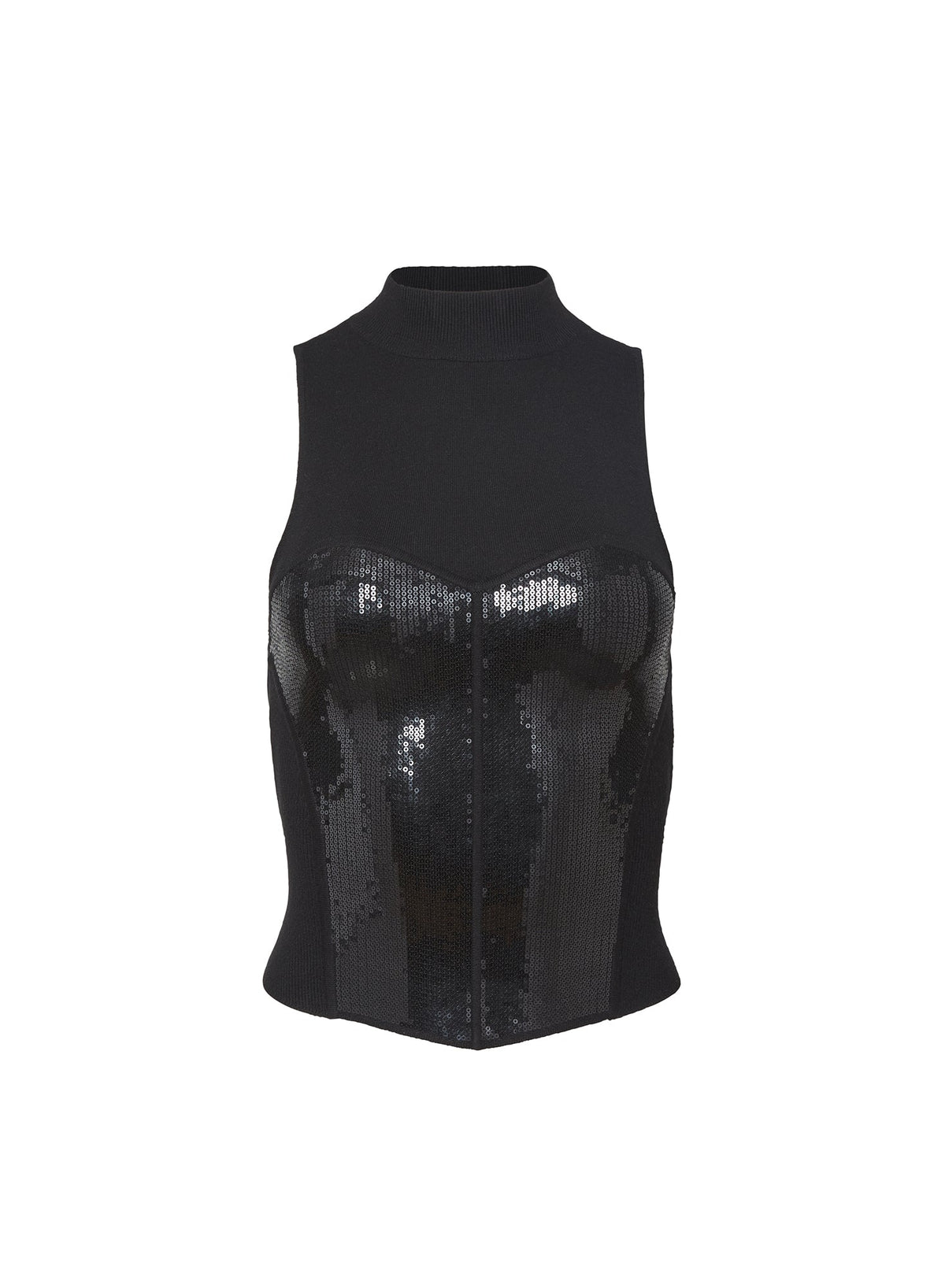 Black Sequin Knit Bustier Top | Fleur du Mal