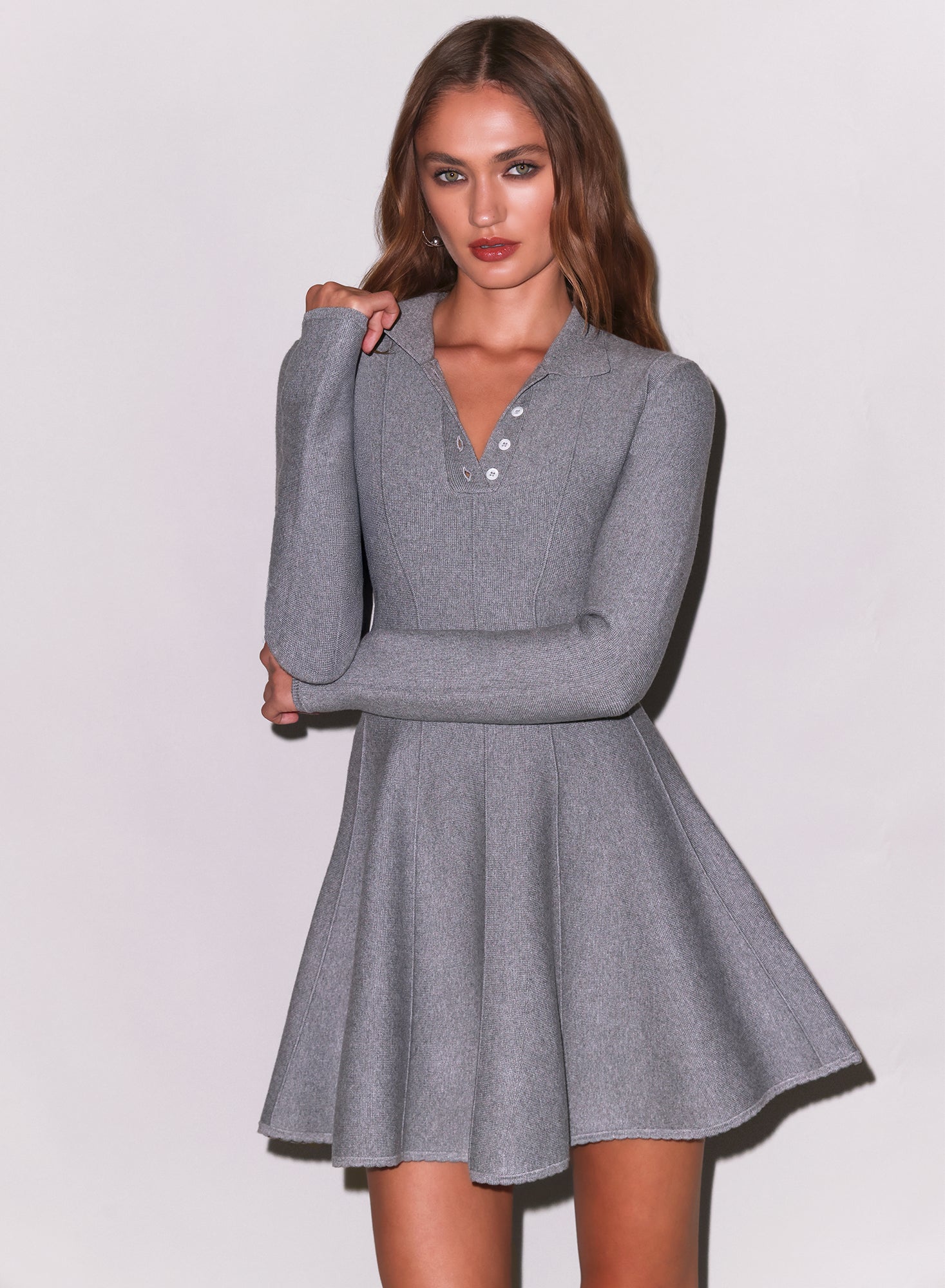 Medium Heather Grey Henley Flared Corset Dress | Fleur du Mal