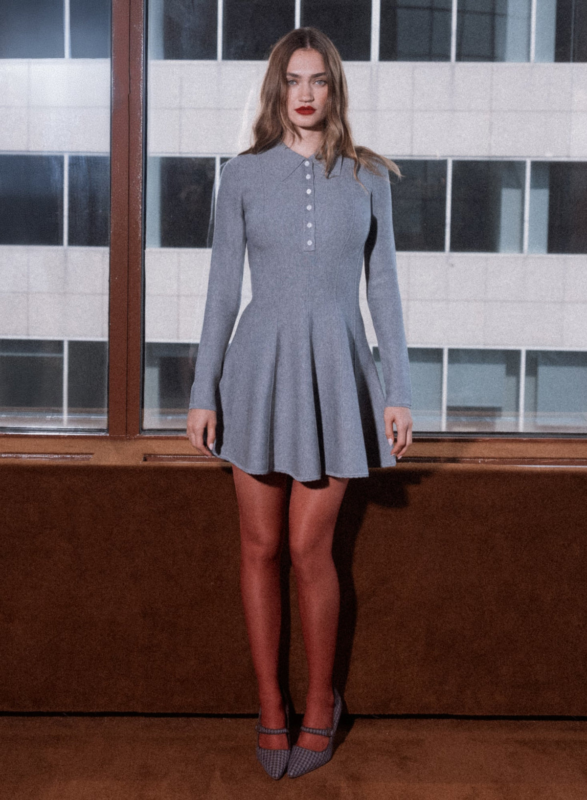 Medium Heather Grey Henley Flared Corset Dress | Fleur du Mal