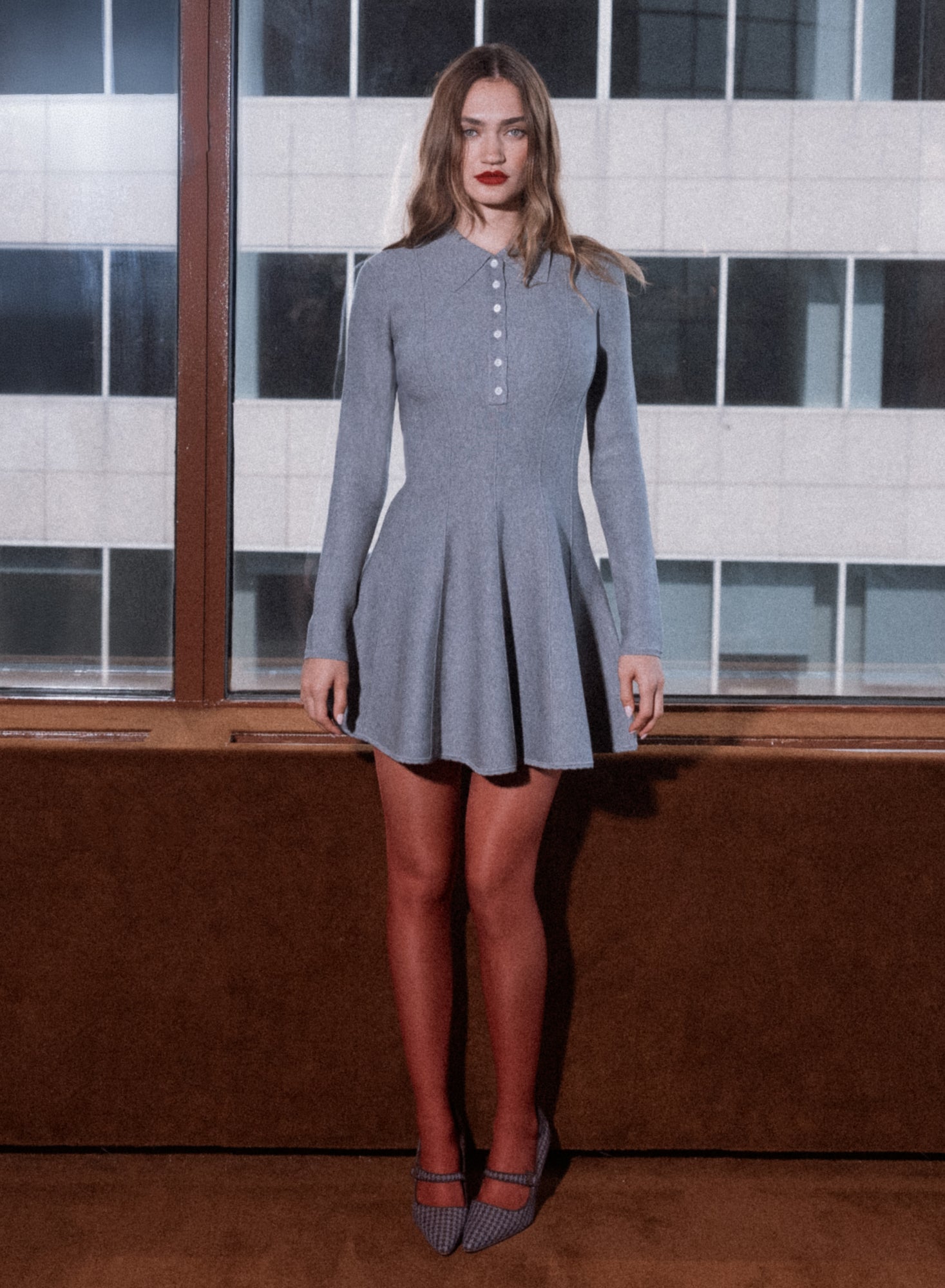 Medium Heather Grey Henley Flared Corset Dress | Fleur du Mal