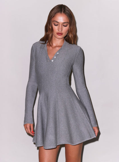 Medium Heather Grey Henley Flared Corset Dress | Fleur du Mal