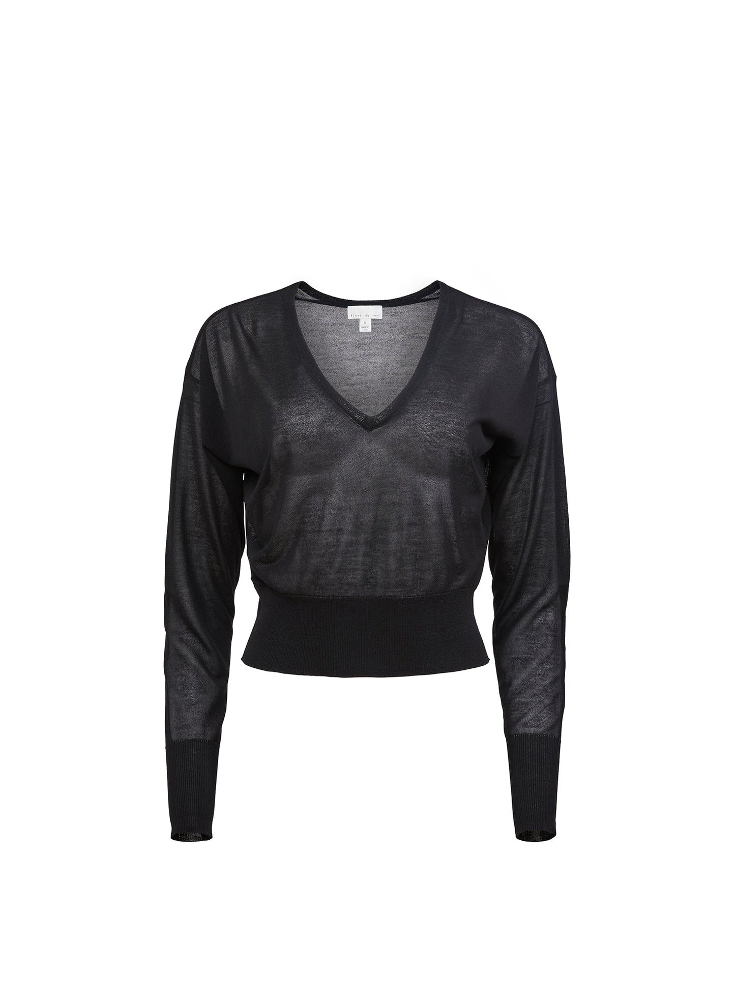 Black Sheer Knit V-Neck Sweater | Fleur du Mal