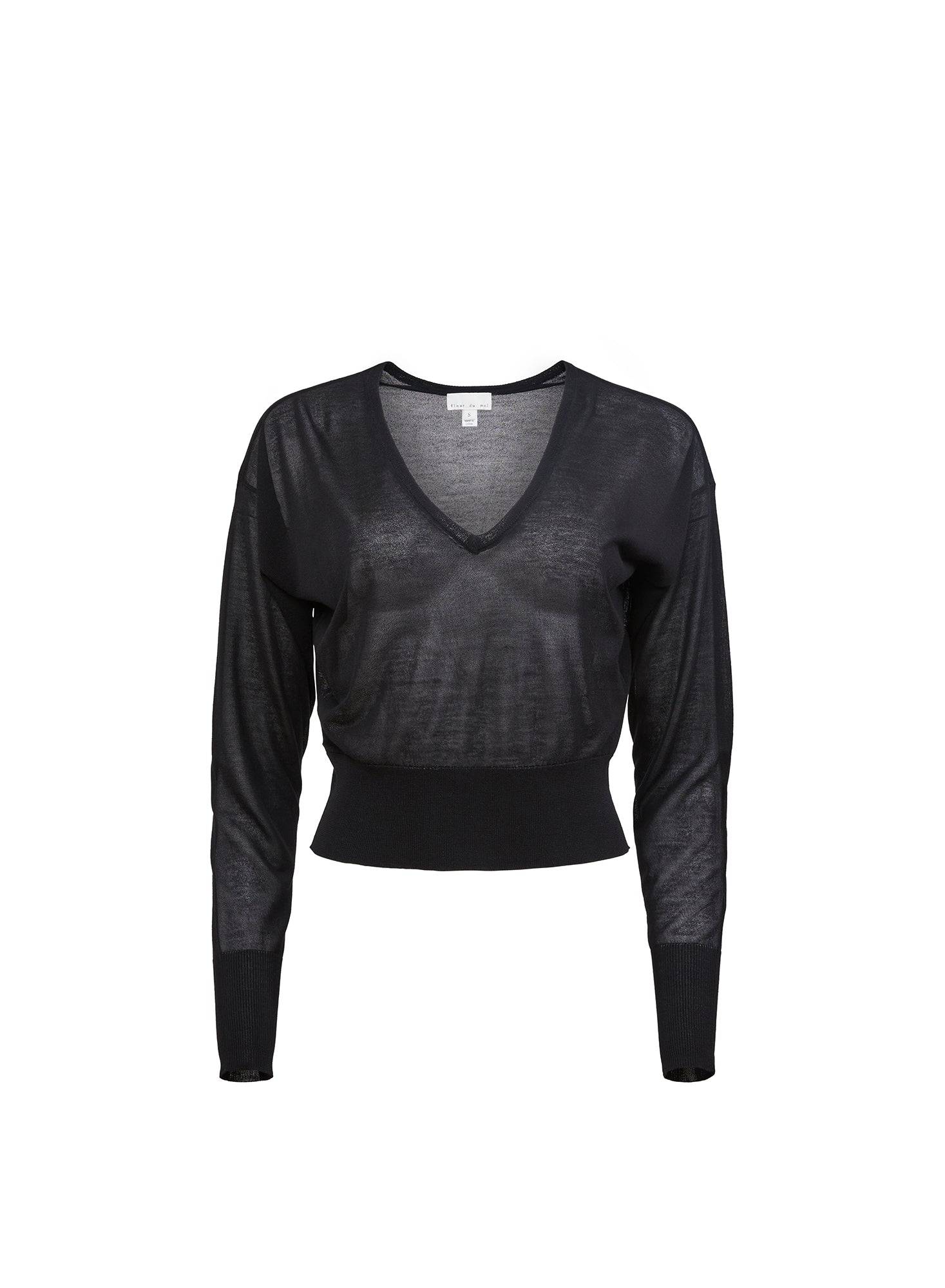 Black Sheer Knit V-Neck Sweater | Fleur du Mal