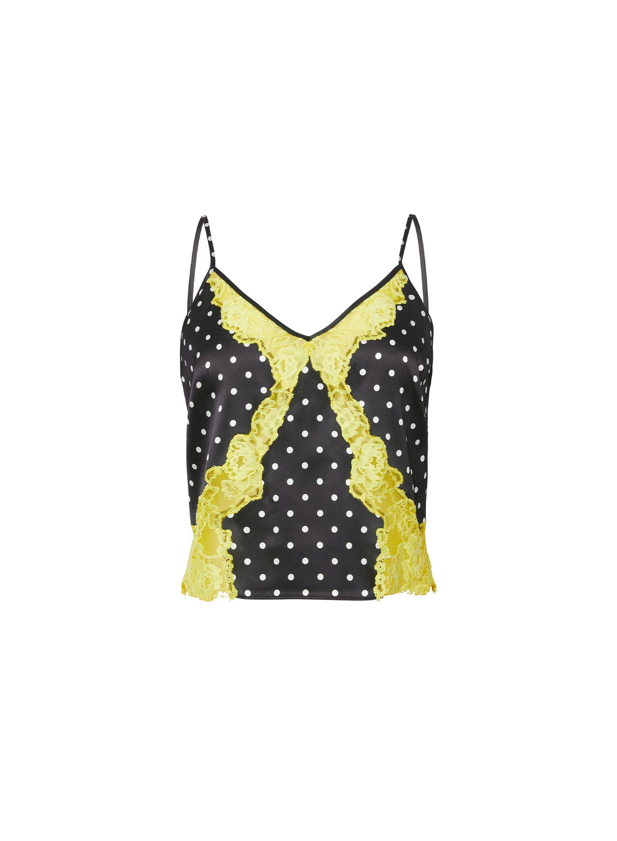 Small Dot Black Juliet Lace Silk Cami | Fleur du Mal