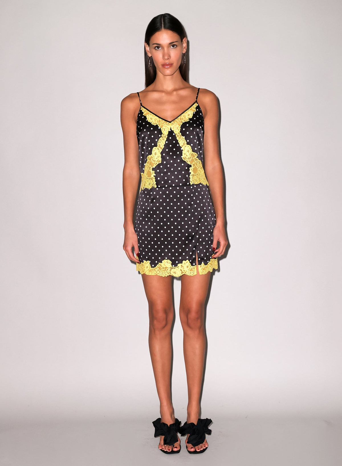 Small Dot Black Juliet Lace Silk Cami | Fleur du Mal