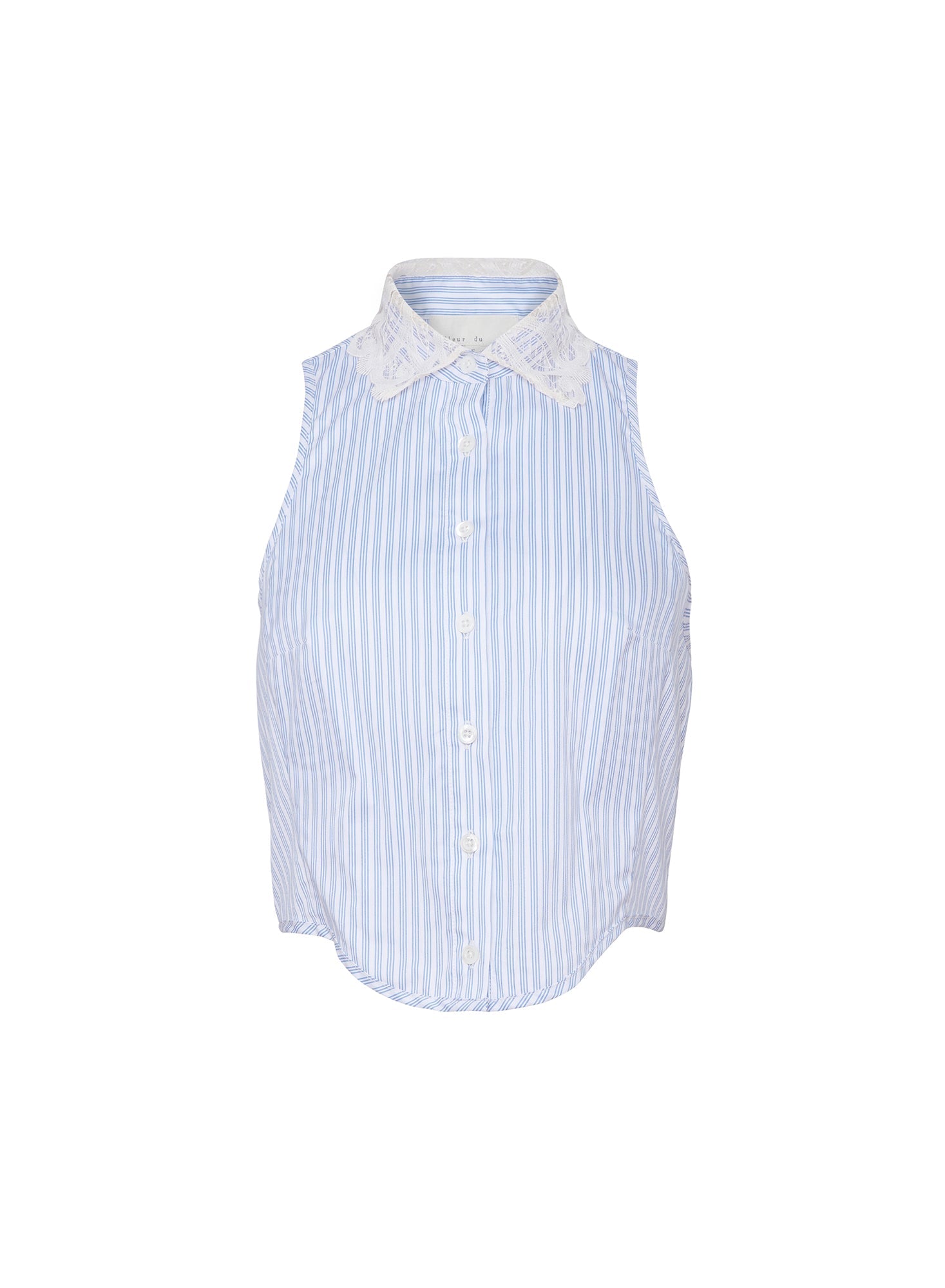 Blue Stripe Poplin Embroidery Collar Bib Top | Fleur du Mal
