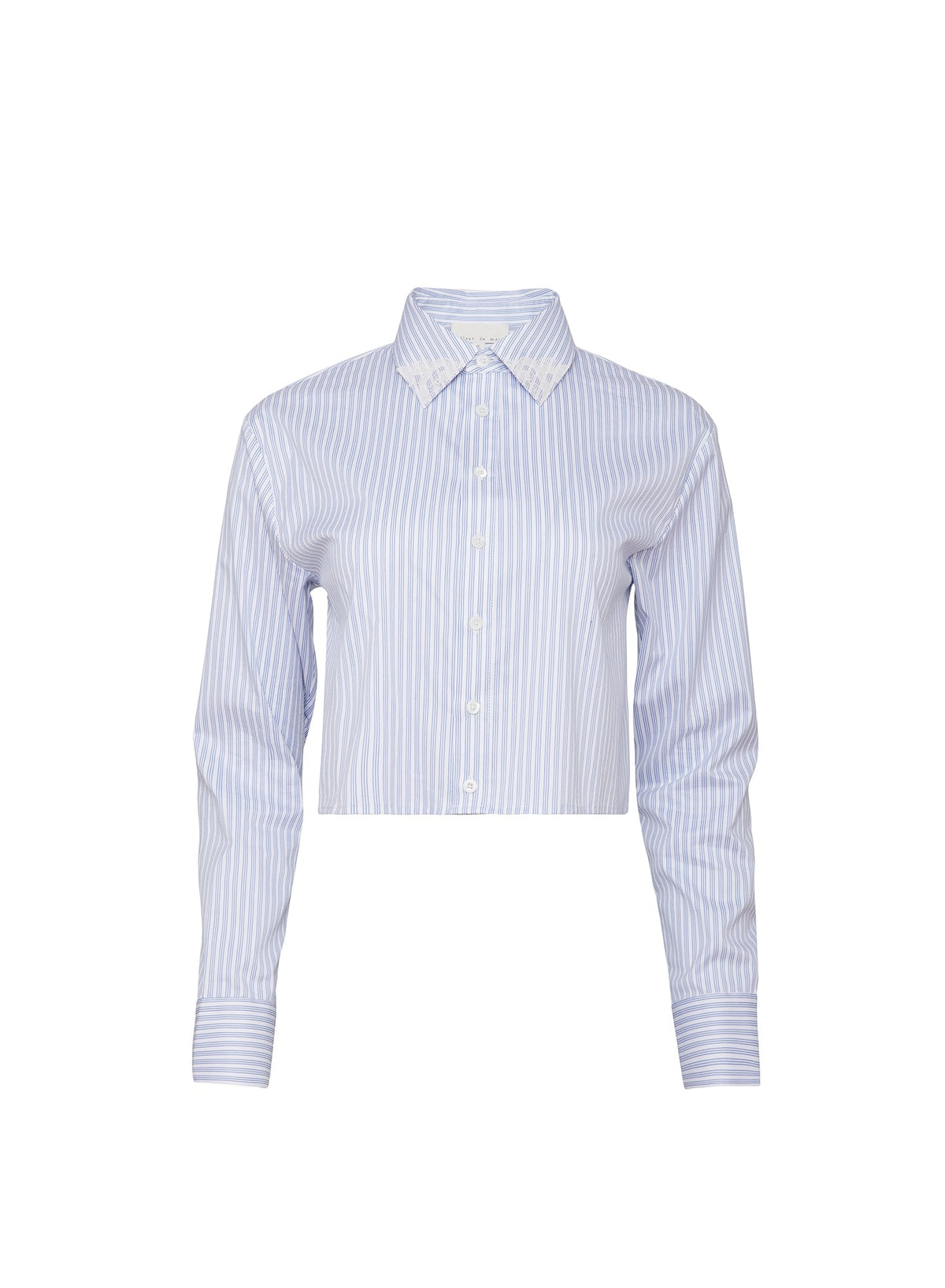 Blue East Hampton Stripe Poplin Cropped Button Down | Fleur du Mal
