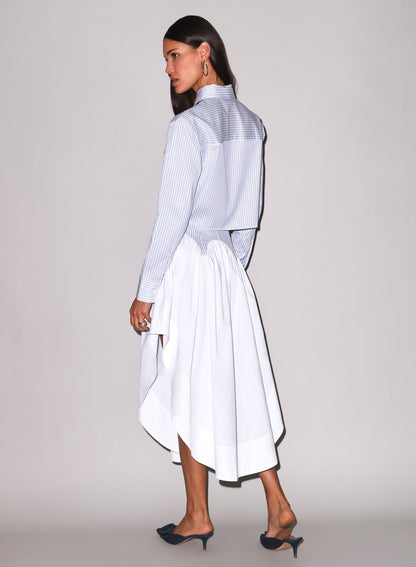Blue East Hampton Stripe Poplin Cropped Button Down | Fleur du Mal