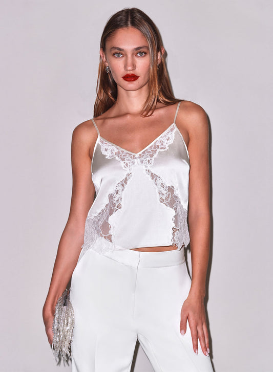 White Juliet Lace Silk Cami | Fleur du Mal