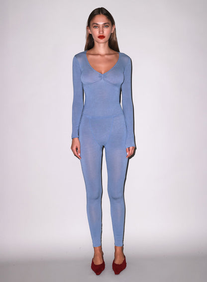 Blue Haze Butter Soft V-Neck Tee | Fleur du Mal