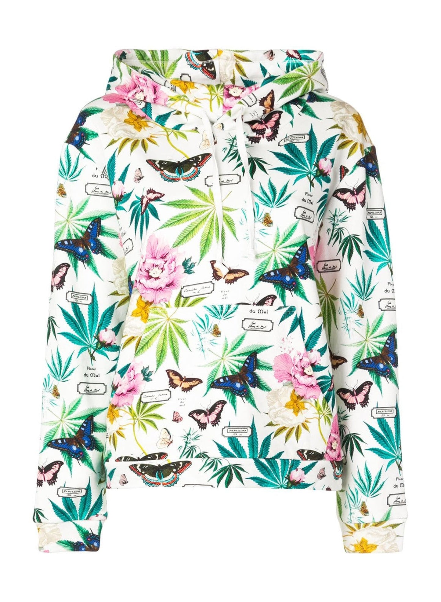 White Botanical Print Hoodie | Fleur du Mal