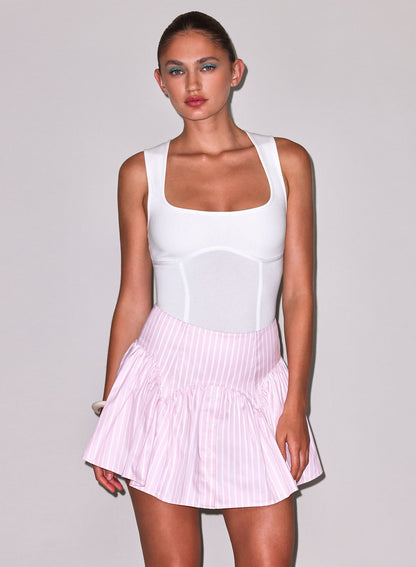 Pink Bubblegum Stripe Poplin Garter Skort | Fleur du Mal