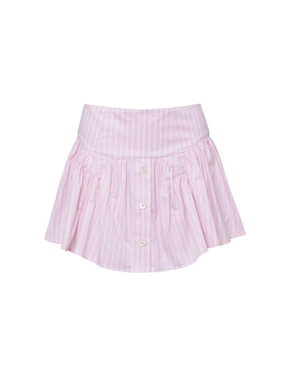 Pink Bubblegum Stripe Poplin Garter Skort | Fleur du Mal
