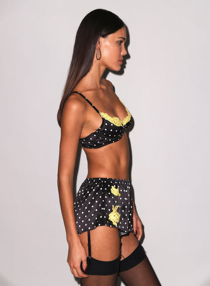 Small Dot Black Juliet Lace Tap Short | Fleur du Mal