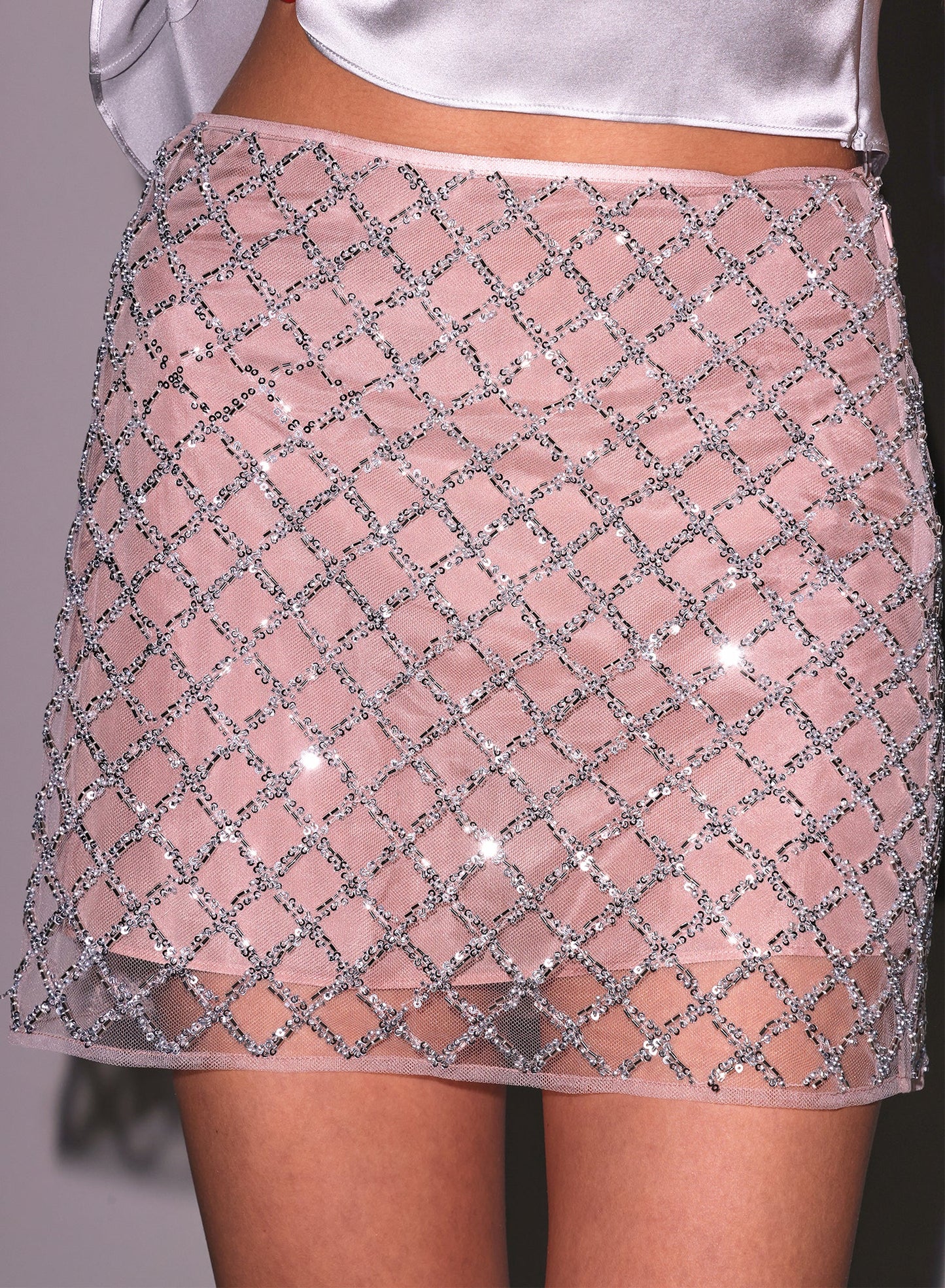 Silver Embellished Mini Skirt | Fleur du Mal
