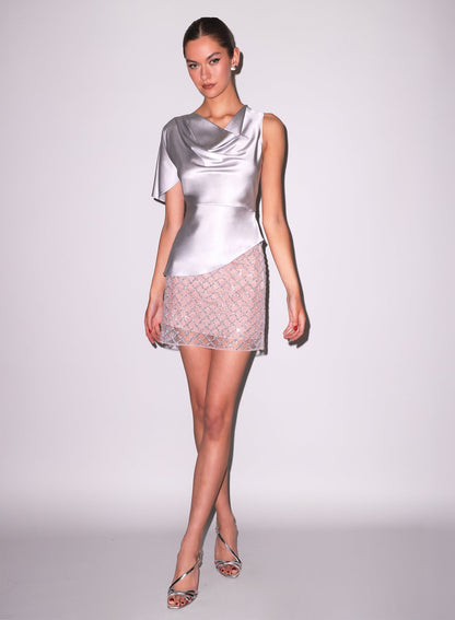 Silver Embellished Mini Skirt | Fleur du Mal
